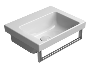 NORM 42X34 - Rectangular single ceramic washbasin with towel rail by GSI ceramica - view 2